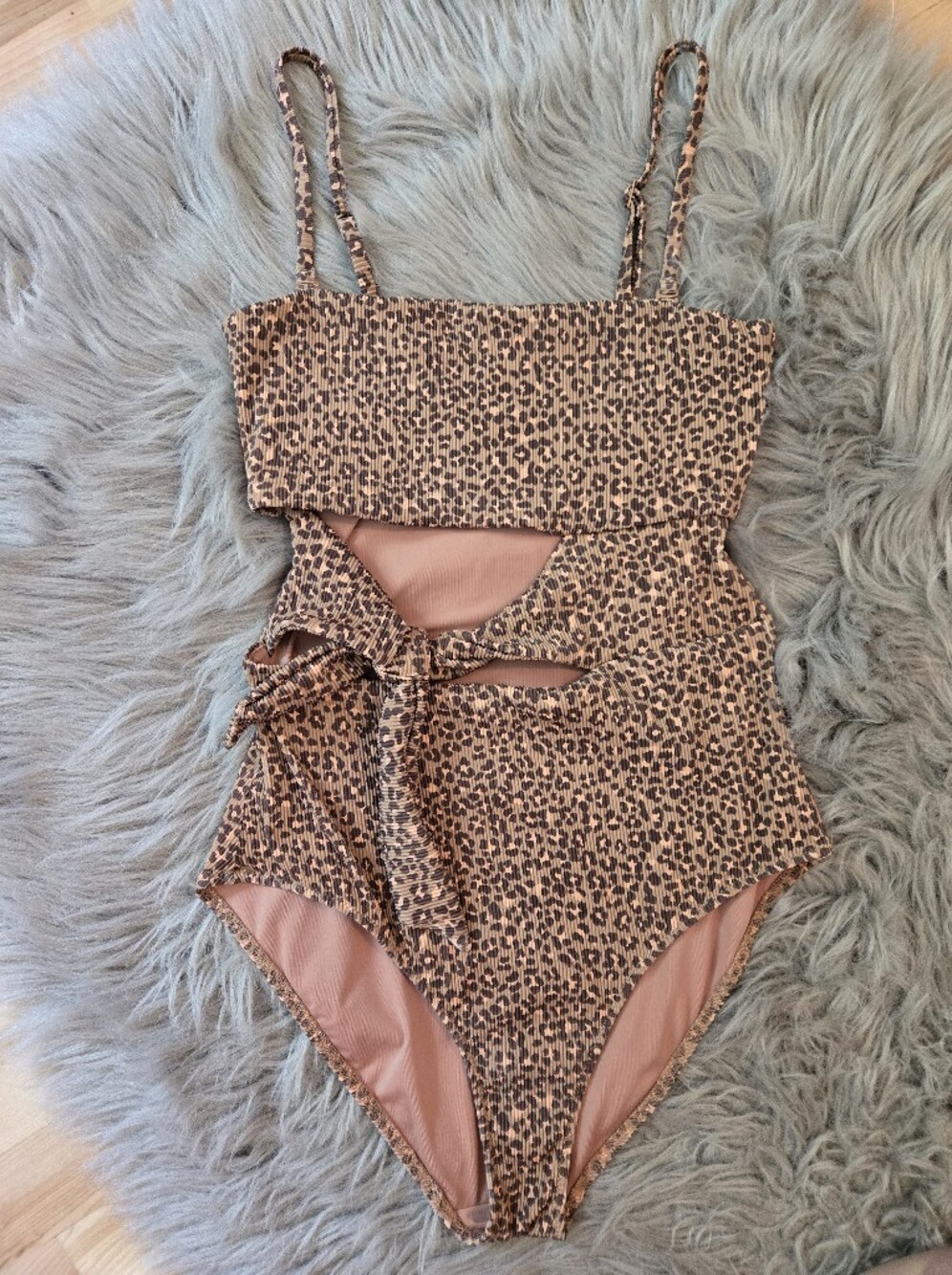 Aerie Full Coverage Cut Out Animal Print One Piece Swimsuit